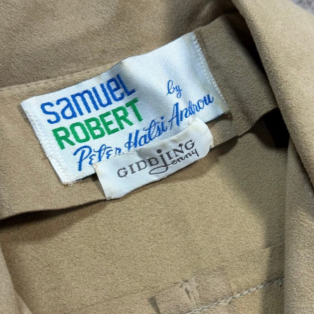 Samuel Robert Vintage Trench Coat Tan Faux Suede Minimalist Dark Academia - Picture 4 of 10